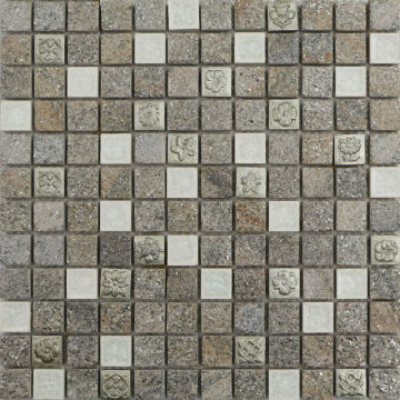 New Design Slate Mix Ceramic and Resin Mosaic Tile for Interior Wall FLYLUS-15