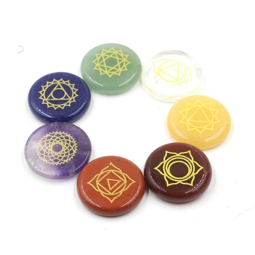 7 Chakra loose gemstones crystal stone natural aura treatment gem carving round oval symbol rolling polishing meditation crafts