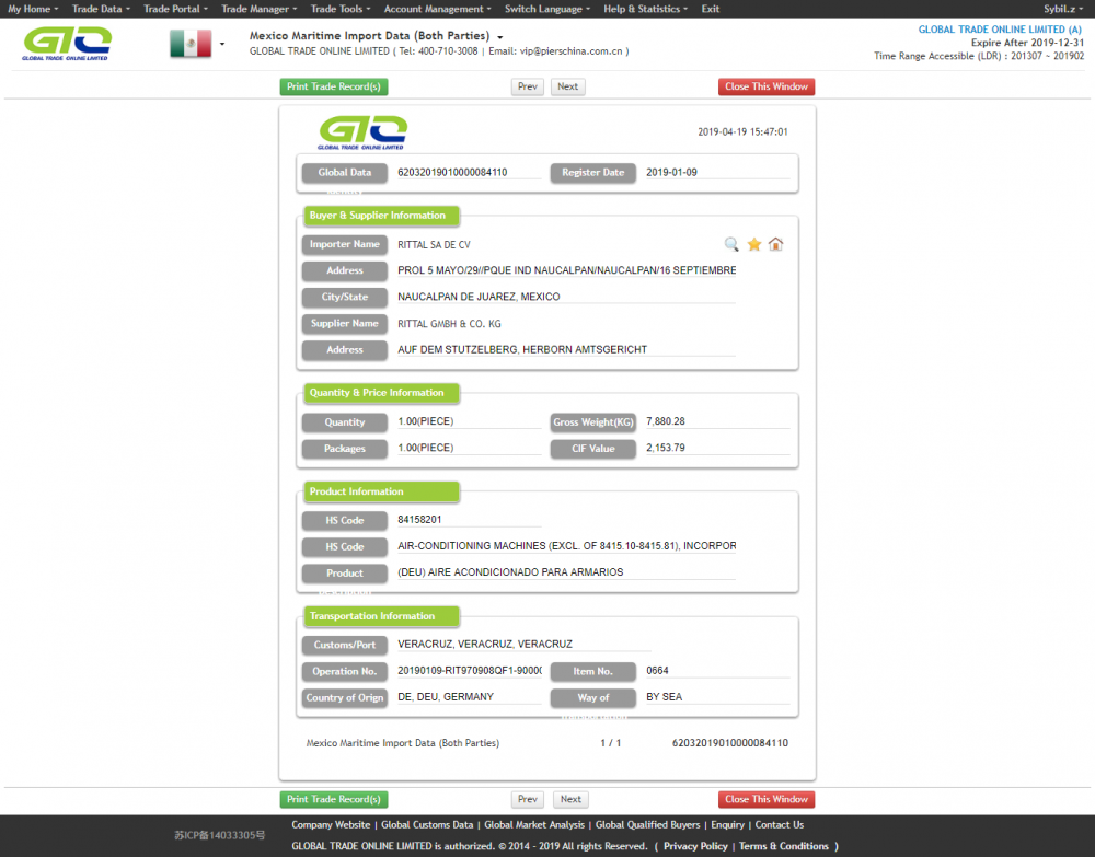 Ar condicionado para dados alfandegários do México