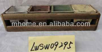 Natural shabby chic wood flower planter--4 basket