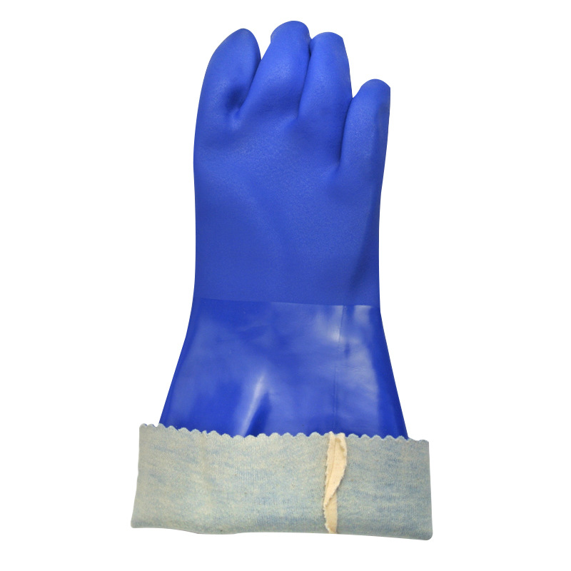 Guanti caldi di finitura sabbiosa in PVC blu