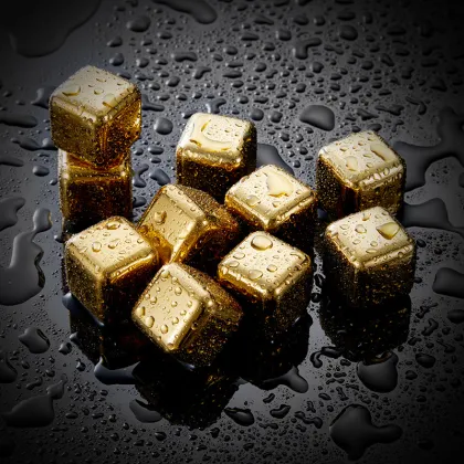 Custom Logo Whiskey Ice Cubes - Metal Reusable 18/10 Stainless Steel Ice Cubes with Tongs