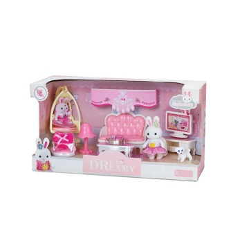 Comprehensive Luxury Girl's Playroom Set: Toy Rabbit Model, Doll Furniture, and Pretend Play Accessories for Girls