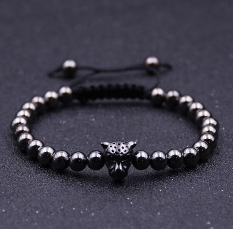 Lion Head Hematite 6MM cuentas redondas pulsera para hombres