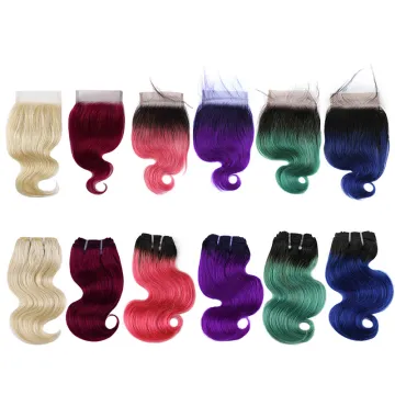 Wholesale Brazilian Human Hair Weave Bundles, Ombre Dyed Color Body Wave Virgin Hair Bundles With Closure for Hair Extensions