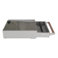 Stainless steel knock box drawer with wooden handle