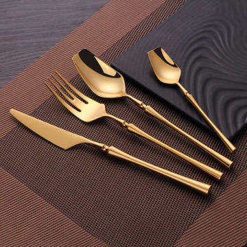 Portugal Rose Matte Gold Royal Wedding Gift Knife dan Fork Titanium Wholesale