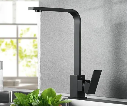 Seven-Shaped Single-Hole Flat Tube Rotating Water Copper Bottom Kitchen Sink Faucet