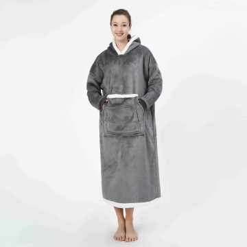 Wear-Resistant Winter Warm Hoodie: Extra Long Double-Sided Blanket Hoodie