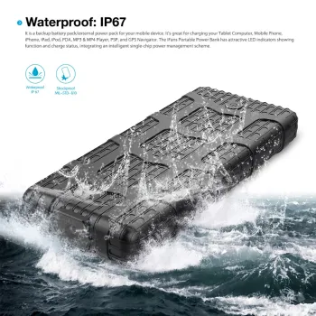 20000mah waterproof 3 USB power bank antifriction