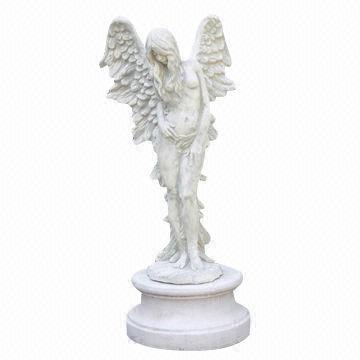 72" Beautiful Thinking Angel Carved Marble Garden Statue