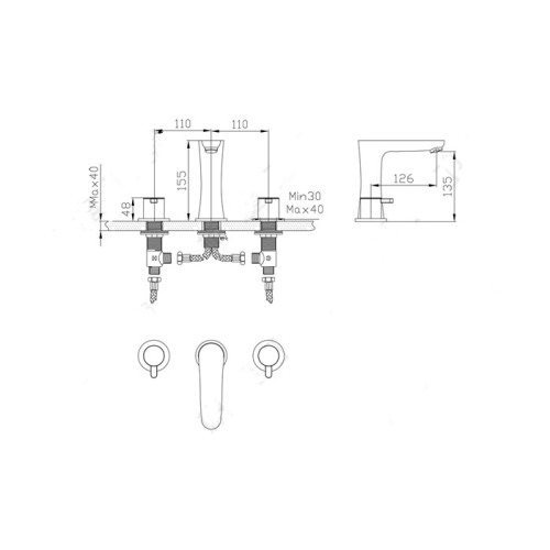 Under Counter Basin Drie gaten kraan