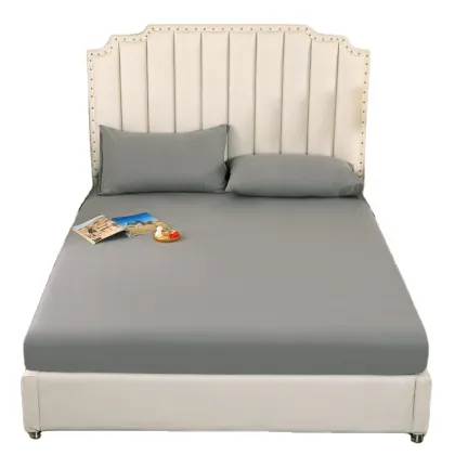 TPU Waterproof Microfiber Mattress Cover Set - Solid Color Fitted Sheets for Home & Hotel Bedding