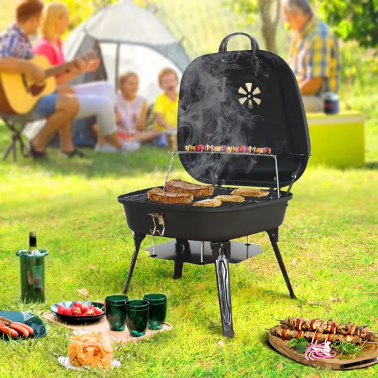 Barbacoa de Plegable al Aire Libre Parilla Go Anywhere Outdoor Charcoal BBQ Grill Portable Small Smoker Folding Tabletop Grills