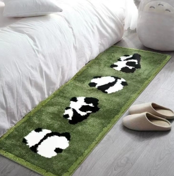  Cartoon Cashmere Bed Blanket and Rug Set: Thickened Panda Design for Children's Room Flooring
