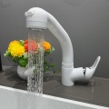 White Pull Out Single Handle Basin Faucet