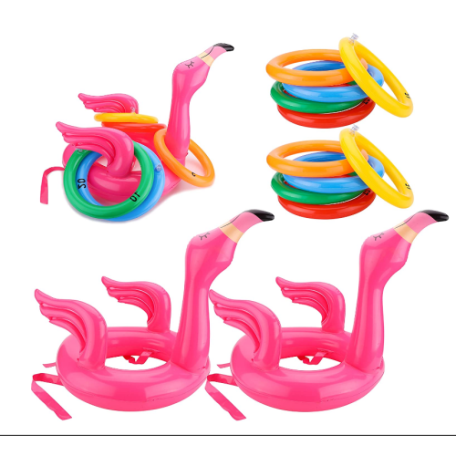 Eastommy Holiday Flamingo Gonfiabile Ring Toss Game
