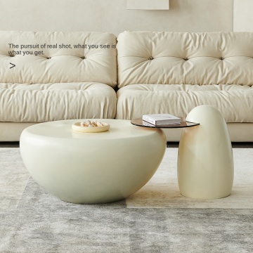 Modern Luxury Cream Cat Claw Red Tempered Glass Tea Table