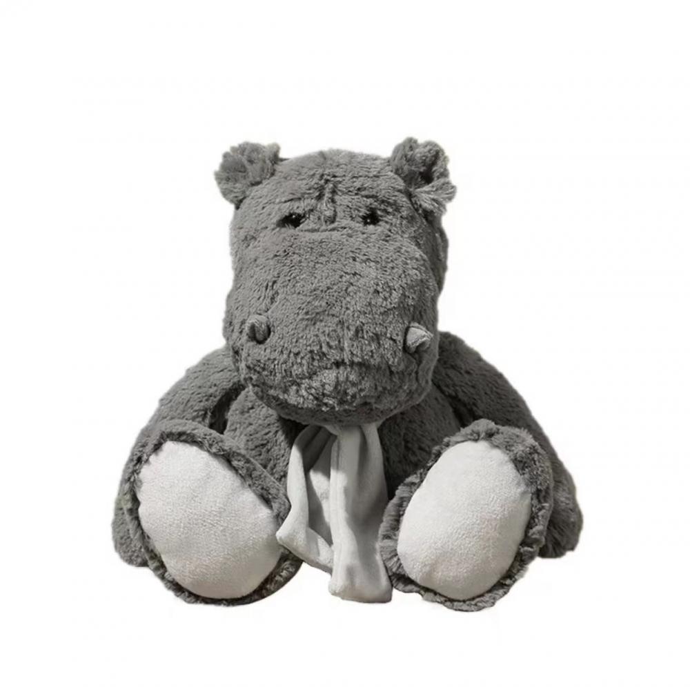 Dark grey sitting hippo plush children's toy