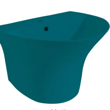 European Style Wall-Hung White Wash Basin with Black Ceramic Finish