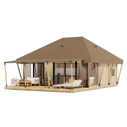 Solid Wood Waterproof Flat Top Tent House