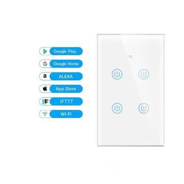US Standard Wireless Tuya Smart Home Light Touch Screen Wall Switch 4 Gang Glass Wifi Switch: Penyelesaian Kawalan Rumah Pintar Ultimate