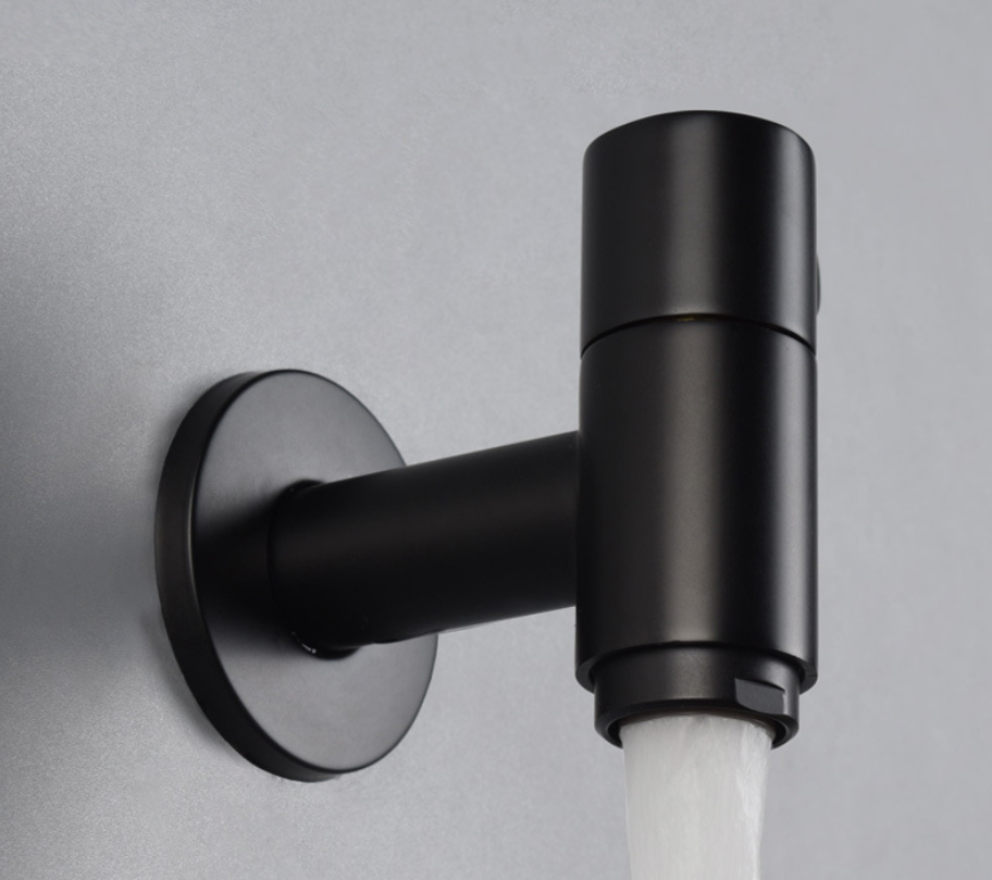 야외 정원 용 수도꼭지 탭 검게 황동 벽 마운트 욕실 코너 세탁기 수도꼭지 목욕 화장실 걸레 풀 도청