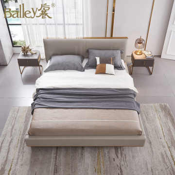 Juego de cama de cuero King Size PU para un dormitorio de estilo indio minimalista moderno