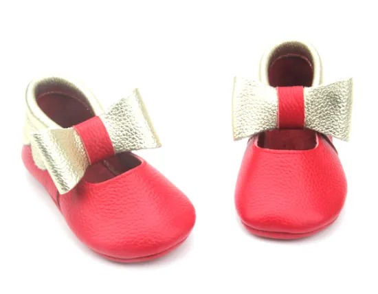 Wholeale Fancy Bow Ballet Flat Leather Soft Girls Baby Shoes