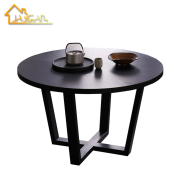 Affordable 6 Seater Black Wood Round Dining Table - Modern 42 Inch Kitchen Table