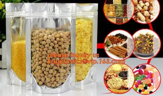 zip-lock aluminum pouch stand up foil bag, grains spice nuts packaging, Aluminium Food Vacuum Bag