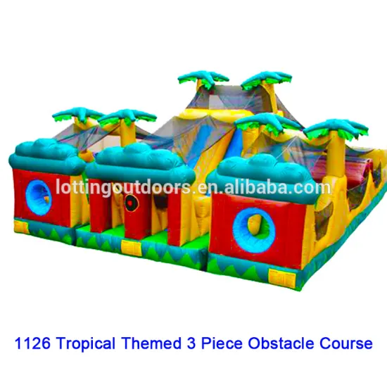 kids inflatable obstacle course, Tropical Themed 3 Piece Obstacle Course