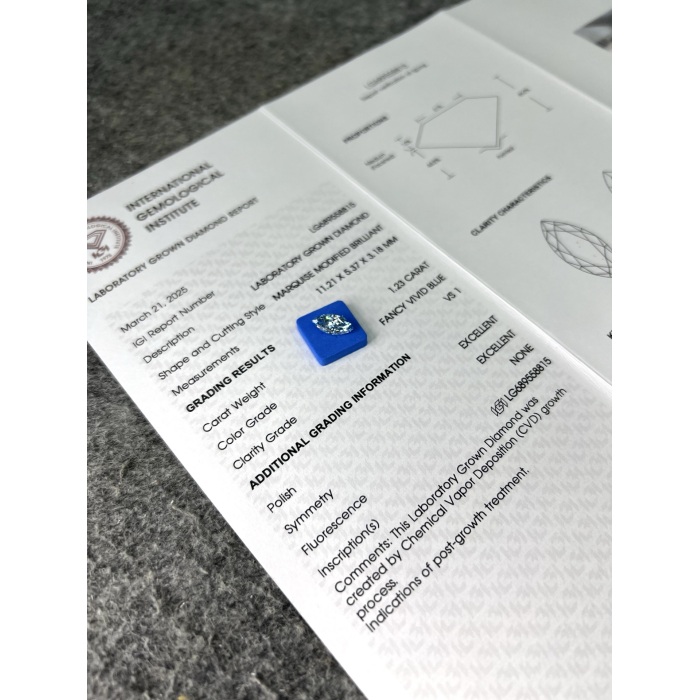 เพชร CVD Marquise 1.23ct VS1 IGI