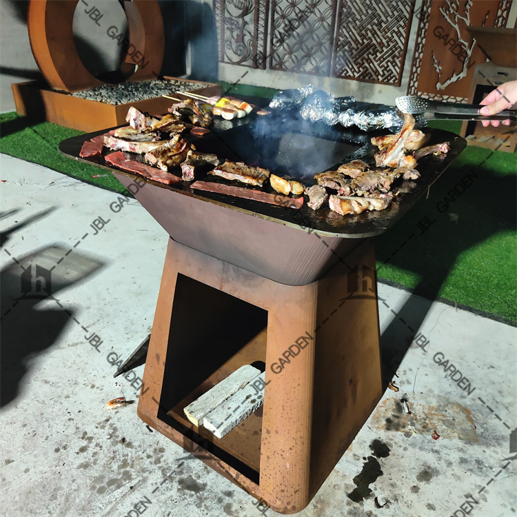 Corten steel bbq grill table Barbecue fire pit