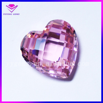 Good Quality Heart Cut Pink Faceted Cubic Zirconia Gemstone Pendant
