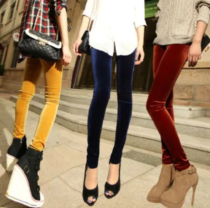 Female Fall Warm Pleuche Velvet Pencil Pants 9011