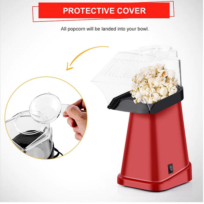 Hot Air Popcorn Popper Maker Machine With Measuring Cup Oil-free - Red