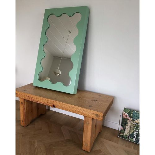 Full Length Art Decor Wavy Wood Framed Mirror
