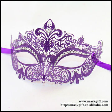 Stunning Masks! Hot Sell Wholesale High Quality Venetian Purple Filigree Metal Masquerade Masks With Sparkly Stones MB003-PL