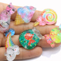 100 pezzi Kawaii con retro piatto in resina cabochon glitter gatto caramelle in resina cabochon Flatback fai da te fiocco di capelli decorazione della cassa del telefono