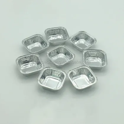 Mini Square Aluminum Foil Cake Baking Trays Tin Pudding Containers