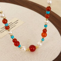 Natural Stone Red Agate Crystal Abacus Beads Necklaces