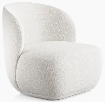 White Boucle Fabric Upholstered Lounge Chair - Latest Home Living Furniture Arrival