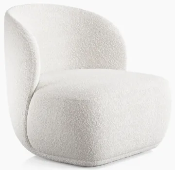White Boucle Fabric Upholstered Lounge Chair - Latest Home Living Furniture Arrival