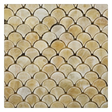 Yellow Onyx Fan Mosaic Fish Scale Pattern 300x300mm