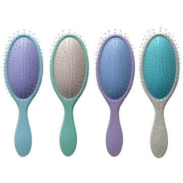Factory Price Customized Logo Bio-Degradable Wheat Straw Oval Hair Brush with Soft Nylon Bristles
