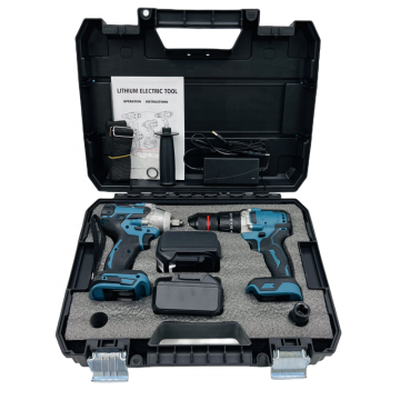 Professional High-Quality 18V/21V Cordless Electric Tool Set: Brushless Drill & Lithium Battery-Powered Wrench
