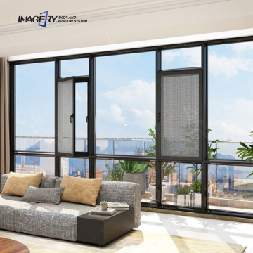 Customized Black Double Glazed Tempered Glass Aluminum Casement Windows with Screens for Home Use
