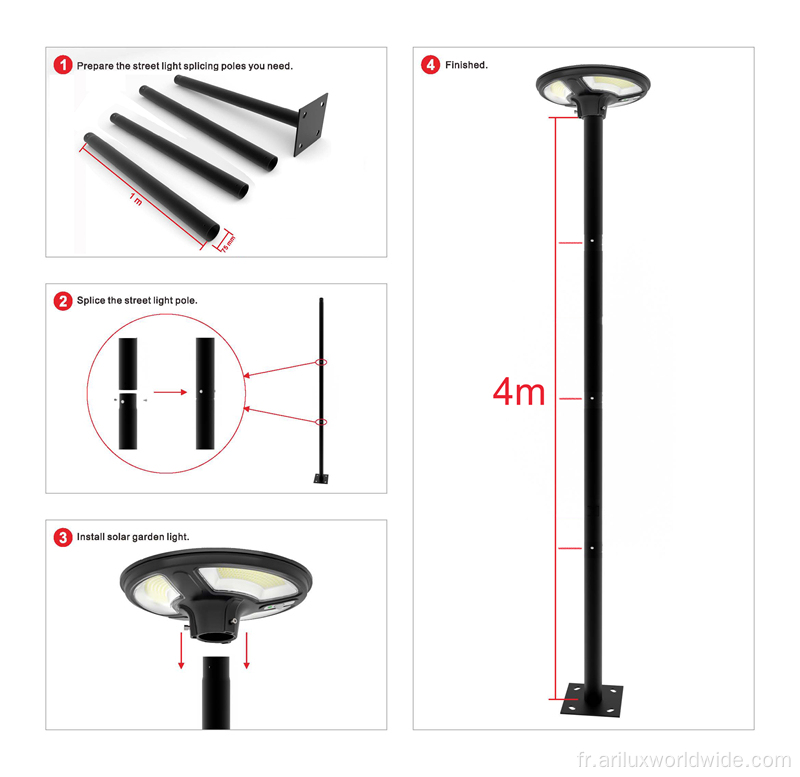 Poteau de lumière de route de jardin direct d&#39;usine 4m