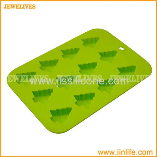 Christmas Tree Silicone Ice Cube Tray With 12 Cavities 